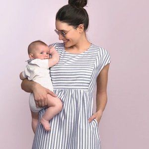 Seraphine Cotton Stripe Maternity & Nursing Dress Size 2 (NWT)